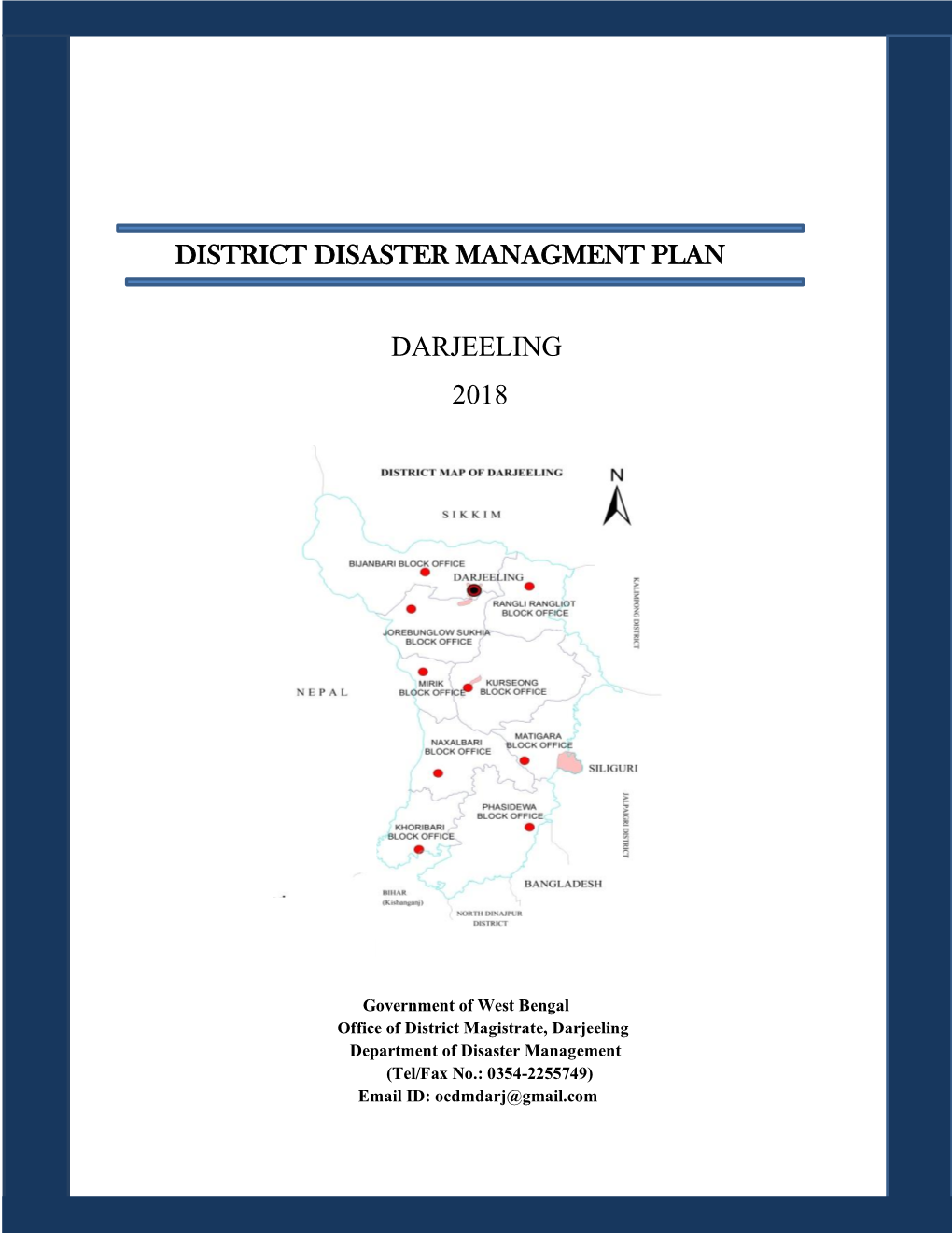 District Disaster Managment Plan Darjeeling 2018 - DocsLib