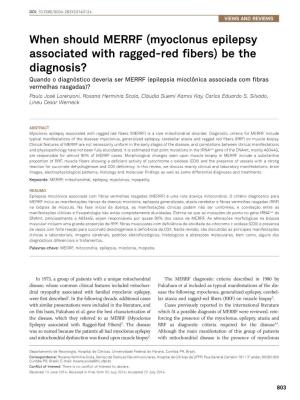 Myoclonus Epilepsy Associated with Ragged-Red Fibers