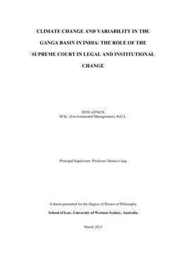 Climate Change and Variability in the Ganga Basin in India