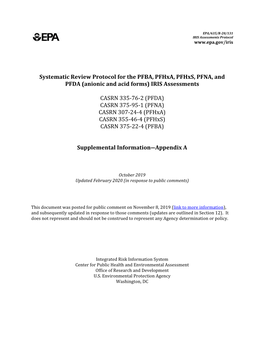 Systematic Review Protocol for the PFBA, Pfhxa, Pfhxs, PFNA, and PFDA (Anionic and Acid Forms) IRIS Assessments