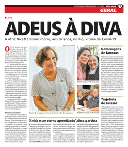 A Atriz Nicette Bruno Morre, Aos 87 Anos, No Rio, Vítima Da Covid-19 'A