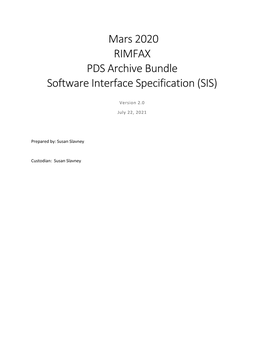 RIMFAX Bundle Software Interface Specification (SIS)