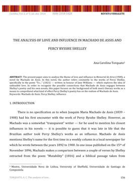 The Analysis of Love and Influence in Machado De Assis and Percy