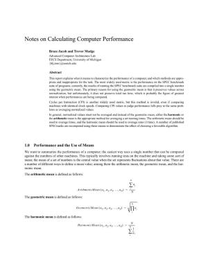 Notes on Calculating Computer Performance