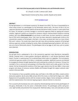 Job's Tears (Coix Lacryma-Jobi) As Host of Fiji Disease Virus and Perkinsiella