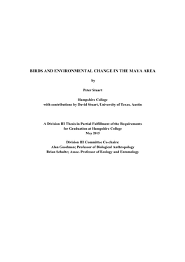 Birds and Environmental Change in the Maya Area
