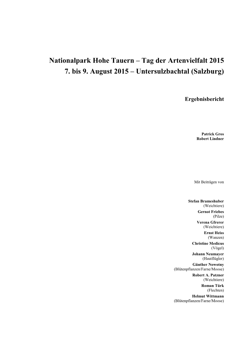 Nationalpark Hohe Tauern – Tag Der Artenvielfalt 2015 7