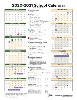 2020-2021 School Calendar Revised May 12, 2021