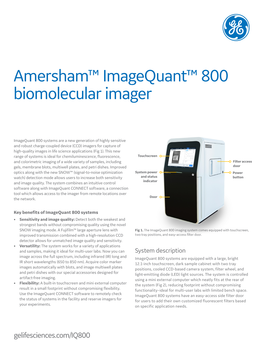 Amersham™ Imagequant™ 800 Biomolecular Imager