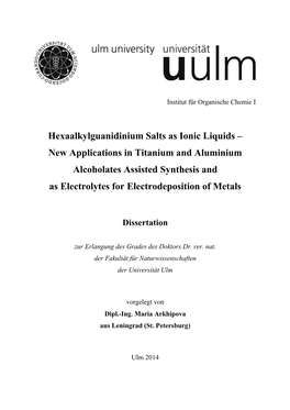 Hexaalkylguanidinium Salts As Ionic Liquids – New Applications In