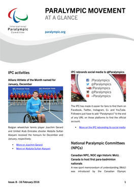 Paralympic Movement at a Glance