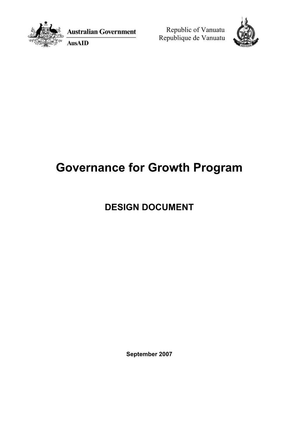 Governance For Growth Program - Design Document