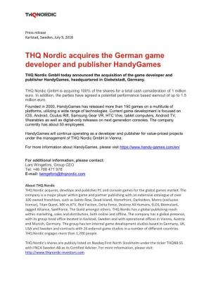THQ Nordic Acquires the German Game Developer and Publisher Handygames