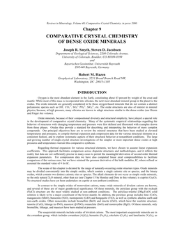 Comparative Crystal Chemistry of Orthosilicate and Dense Oxide