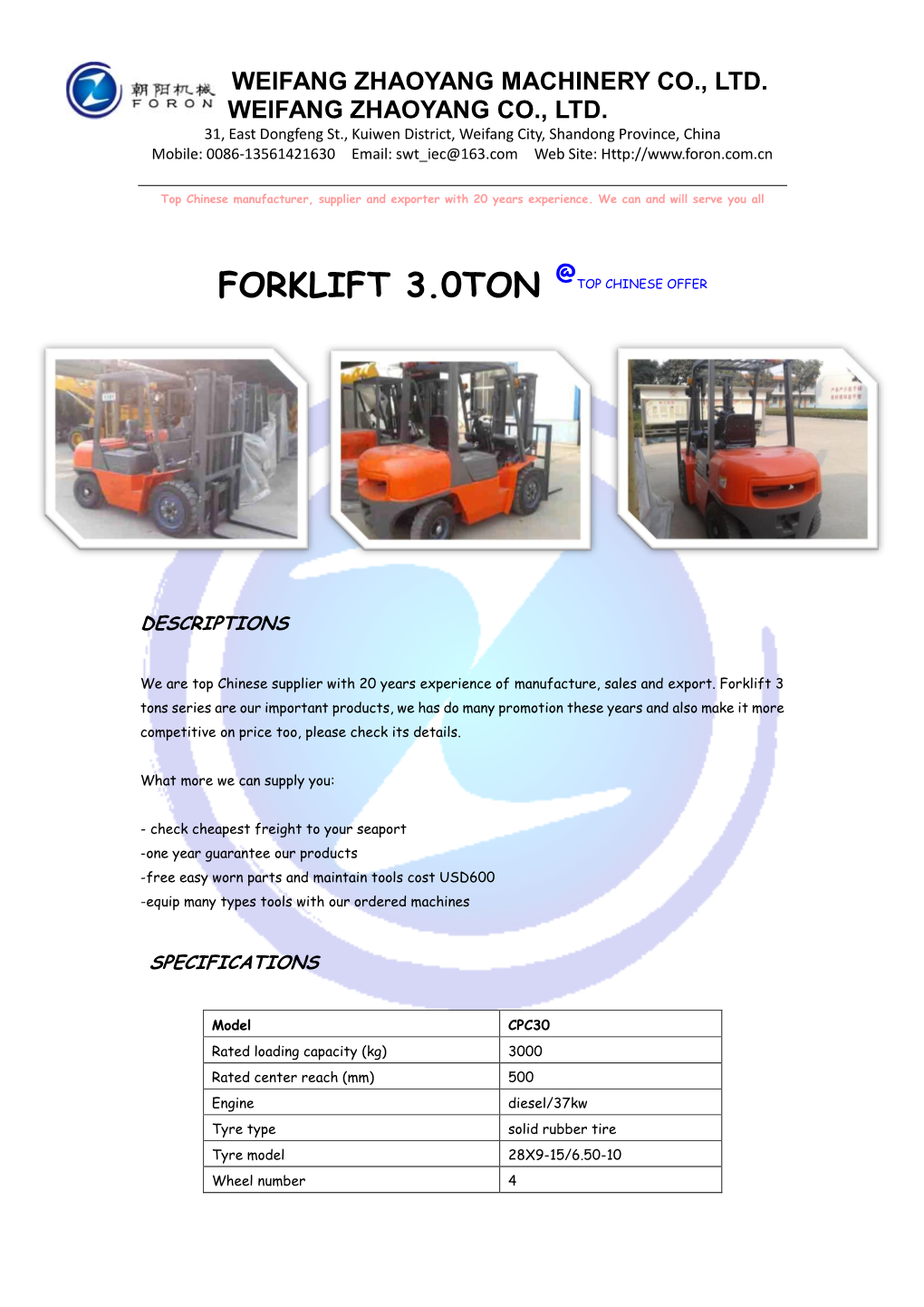 Forklift 3.0Ton @