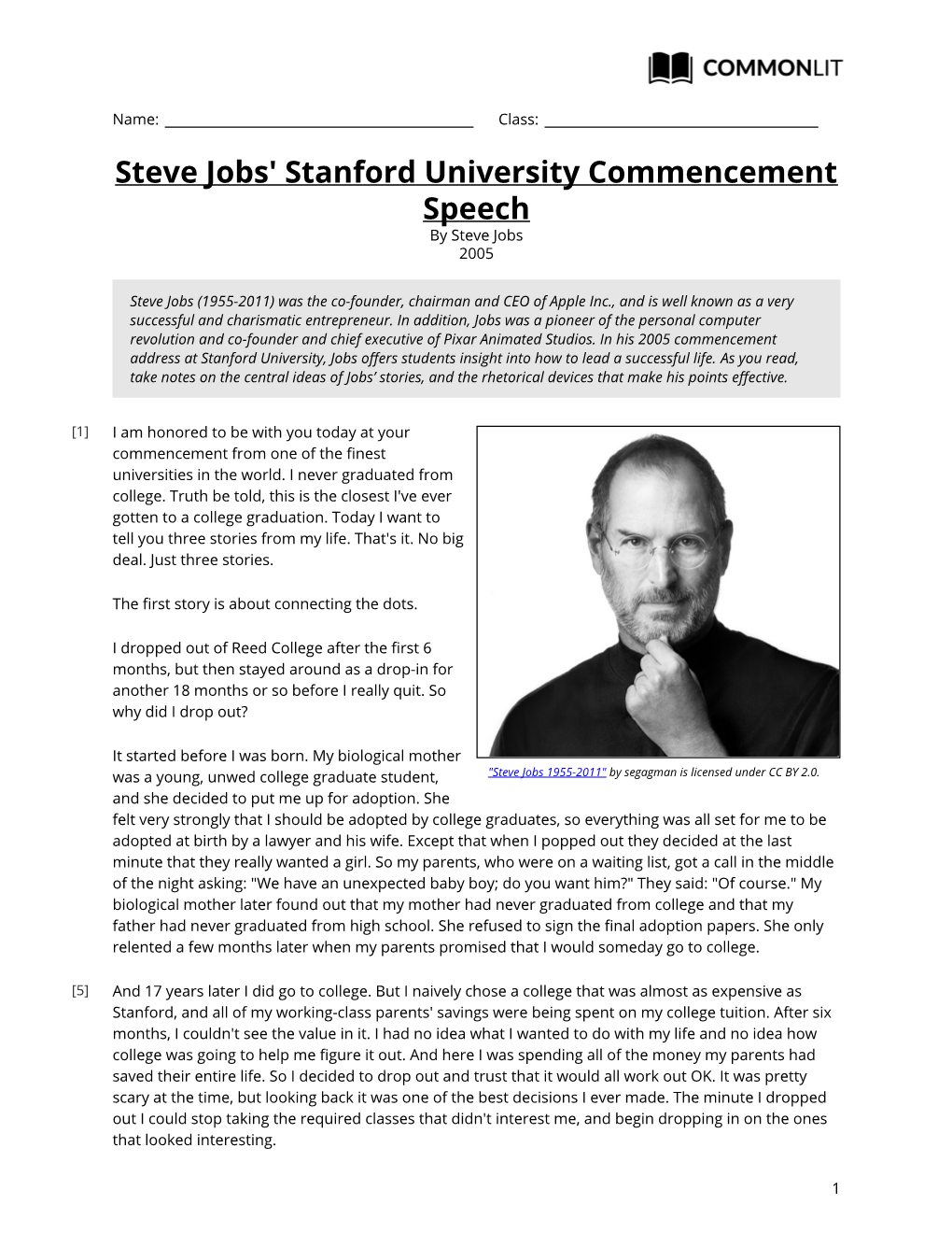 steve jobs commencement speech thesis statement