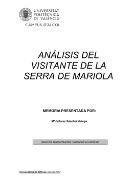 Análisis Del Visitante De La Serra De Mariola
