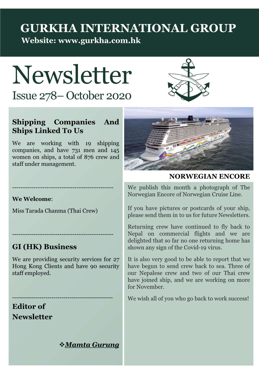 Issue 278– October 2020