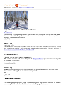 Escape to Winter Adventures in Ridgway, Ouray