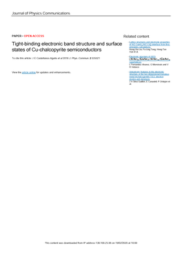 Tight-Binding Electronic Band Structure and Surface States of Cu- OPENACCESS Chalcopyrite Semiconductors