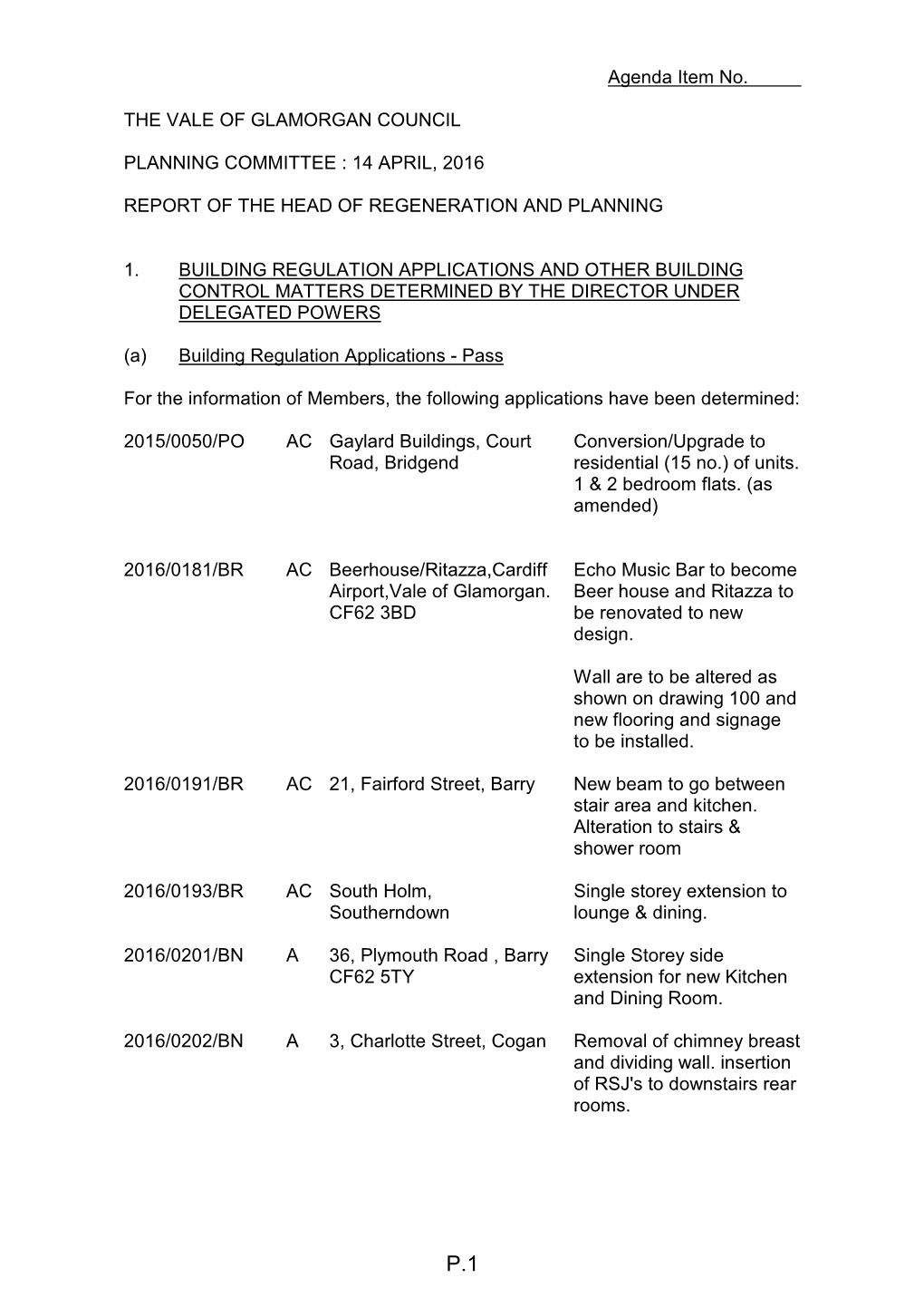 Planning Committee Agenda 14-04-16