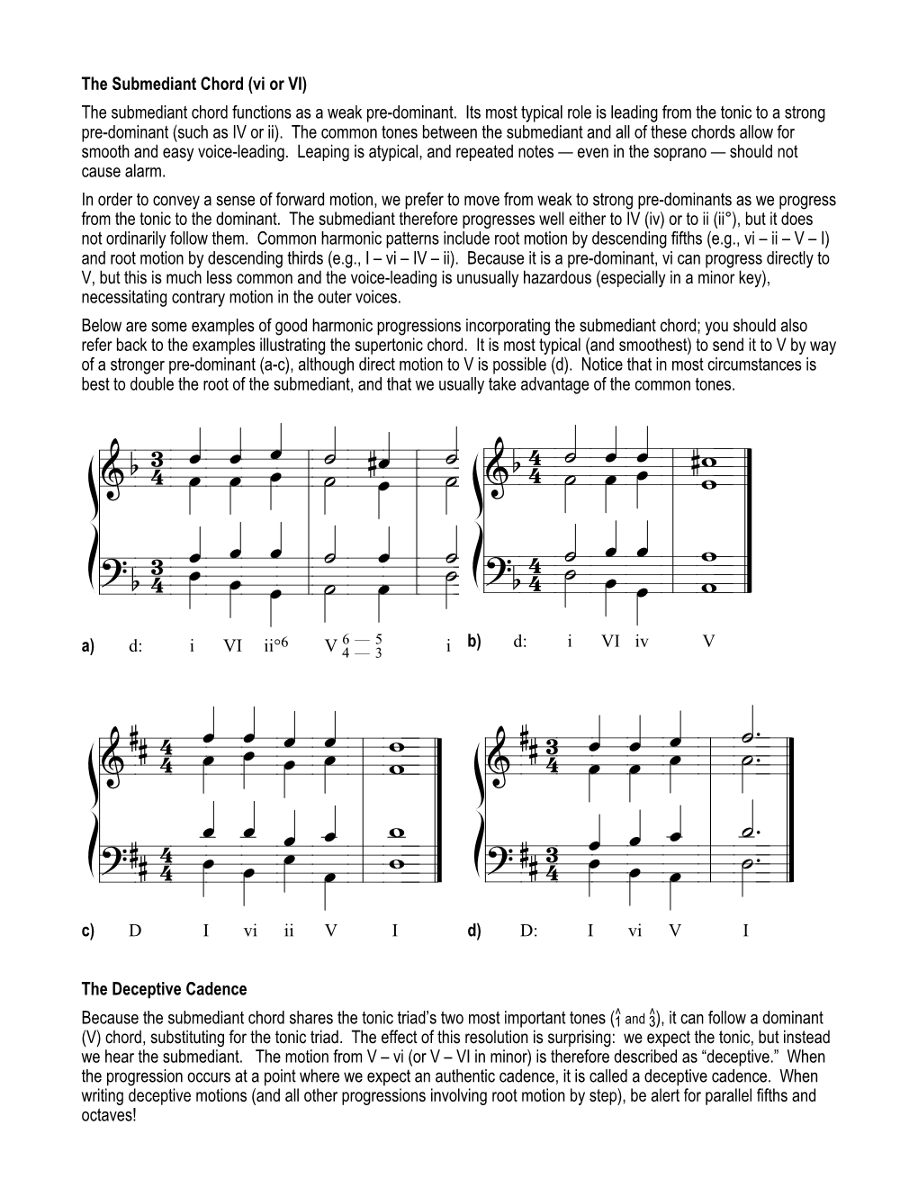 Vi Or VI) the Submediant Chord Functions As a Weak Pre-Dominant