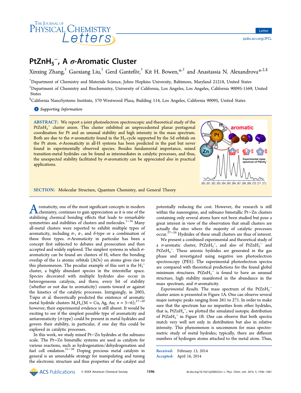 Ptznh5 , a Σ‑Aromatic Cluster