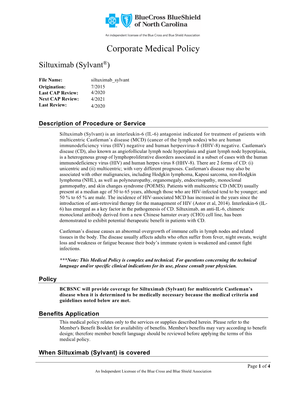 Siltuximab (Sylvant)