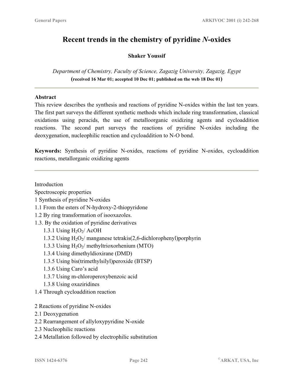 Recent Trends in the Chemistry of Pyridine N-Oxides