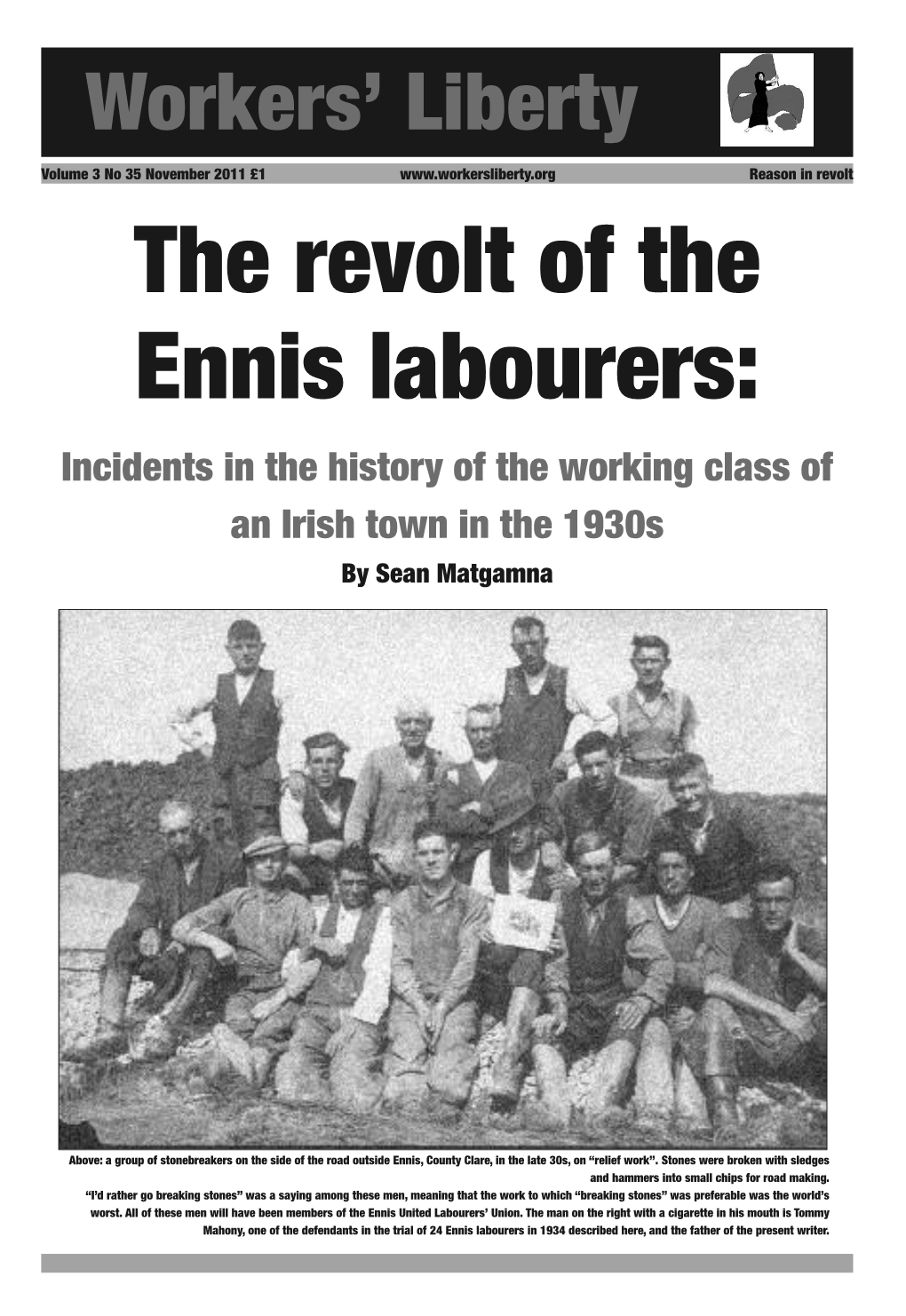 Incidents in the History of the Working Class of an Irish Town in the 1930S by Sean Matgamna