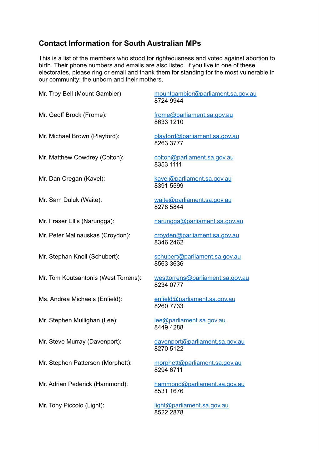 SA Mps Contact Details.Docx