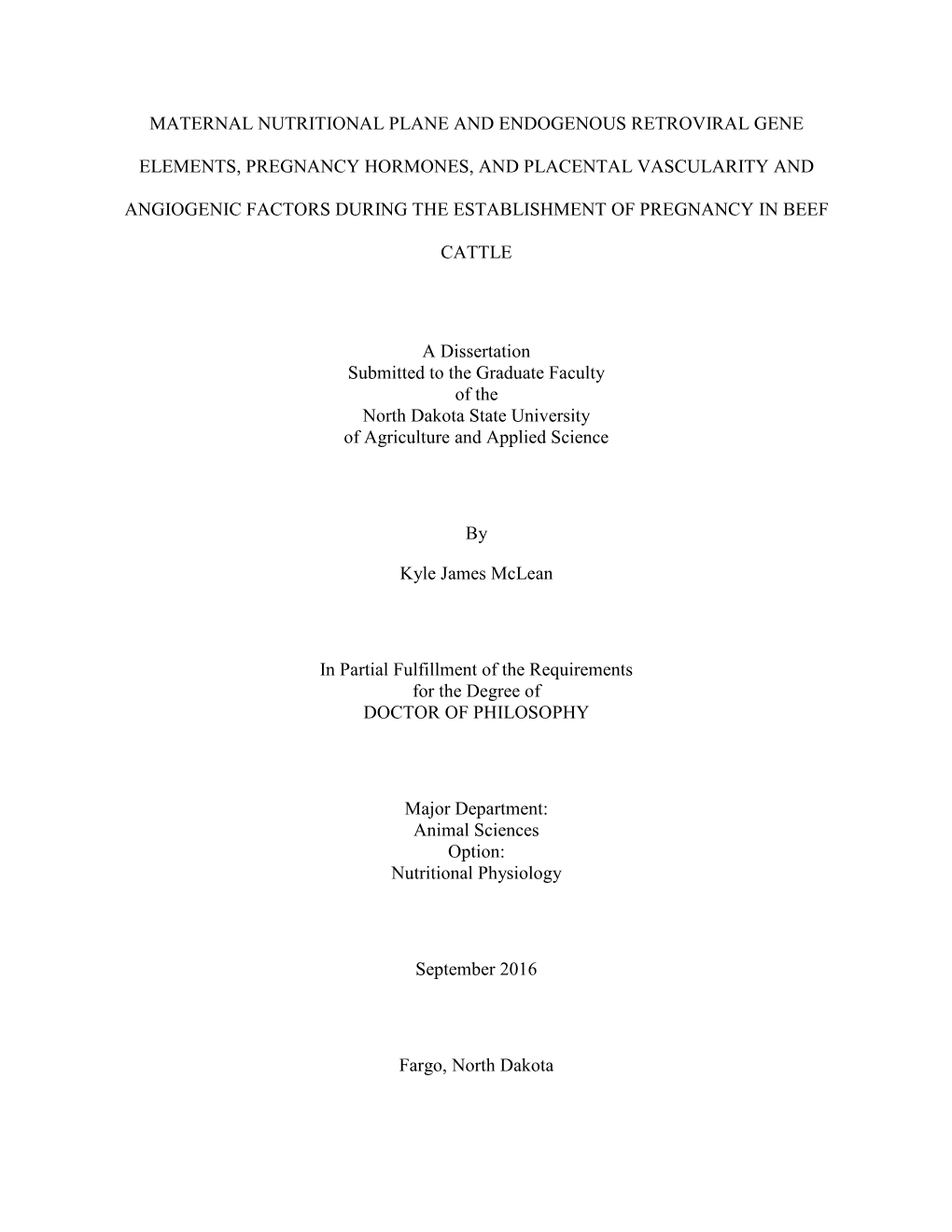 Maternal Nutritional Plane and Endogenous Retroviral Gene