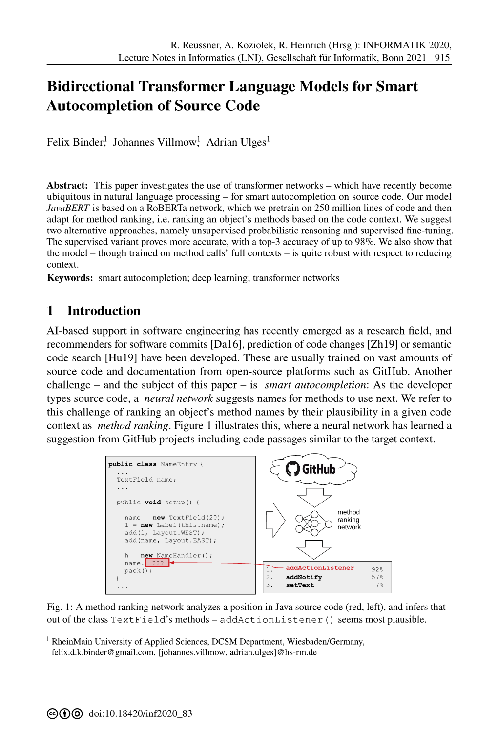 Bidirectional Transformer Language Models for Smart Autocompletion of Source Code