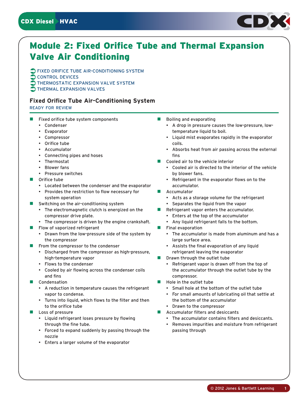 Fixed Orifice Tube and Thermal Expansion Valve Air Conditioning