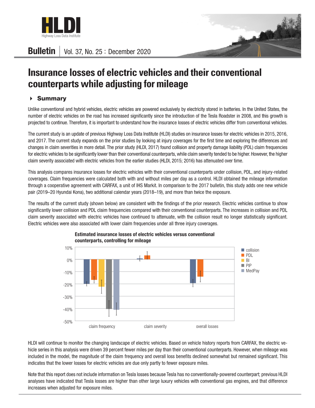 Insurance Losses of Electric Vehicles and Their Conventional