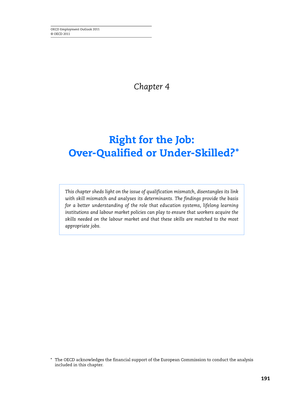 OECD Employment Outlook 2011 © OECD 2011