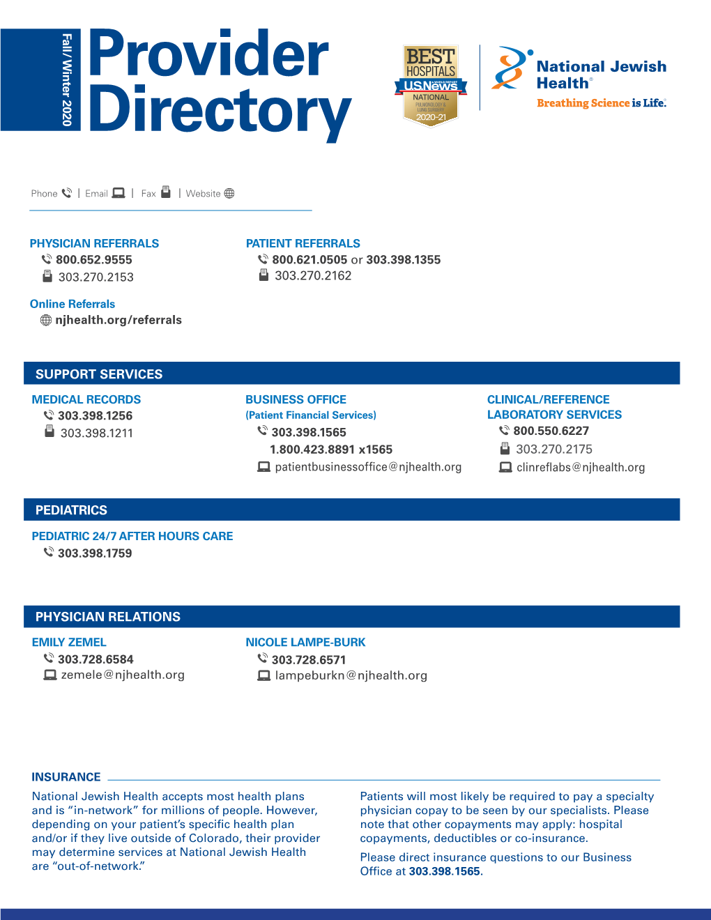 National Jewish Health Provider Directory (PDF)