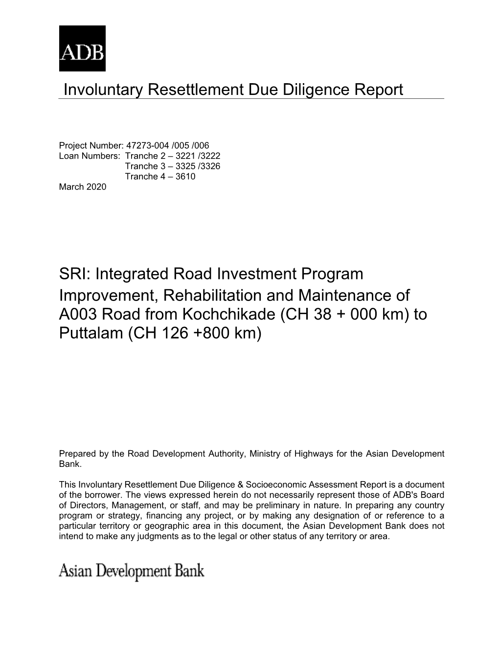 47273-005: Integrated Road Investment Program – Tranche 3