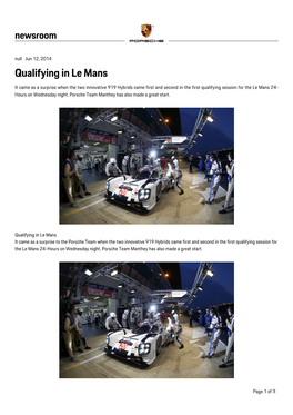 Qualifying in Le Mans