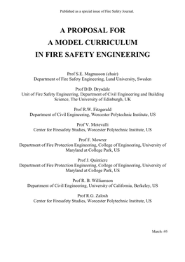 Model Curriculum for Fire Safety Engineering