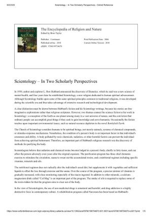 Scientology – in Two Scholarly Perspectives - Oxford Reference