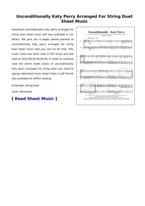 Unconditionally Katy Perry Arranged for String Duet Sheet Music