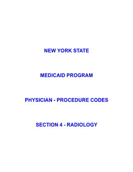 Procedure Codes for Physician: Radiology