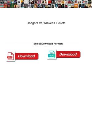 Dodgers Vs Yankees Tickets