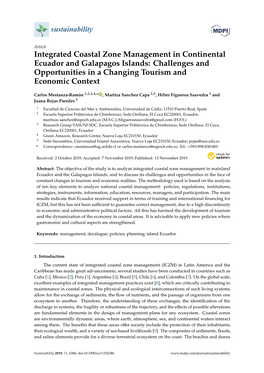 Integrated Coastal Zone Management in Continental Ecuador and Galapagos Islands: Challenges and Opportunities in a Changing Tourism and Economic Context