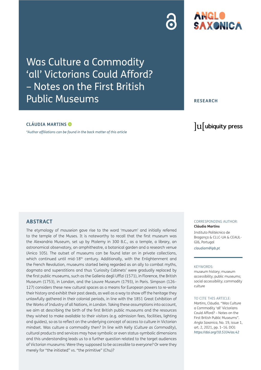 Was Culture a Commodity 'All' Victorians Could Afford? – Notes On