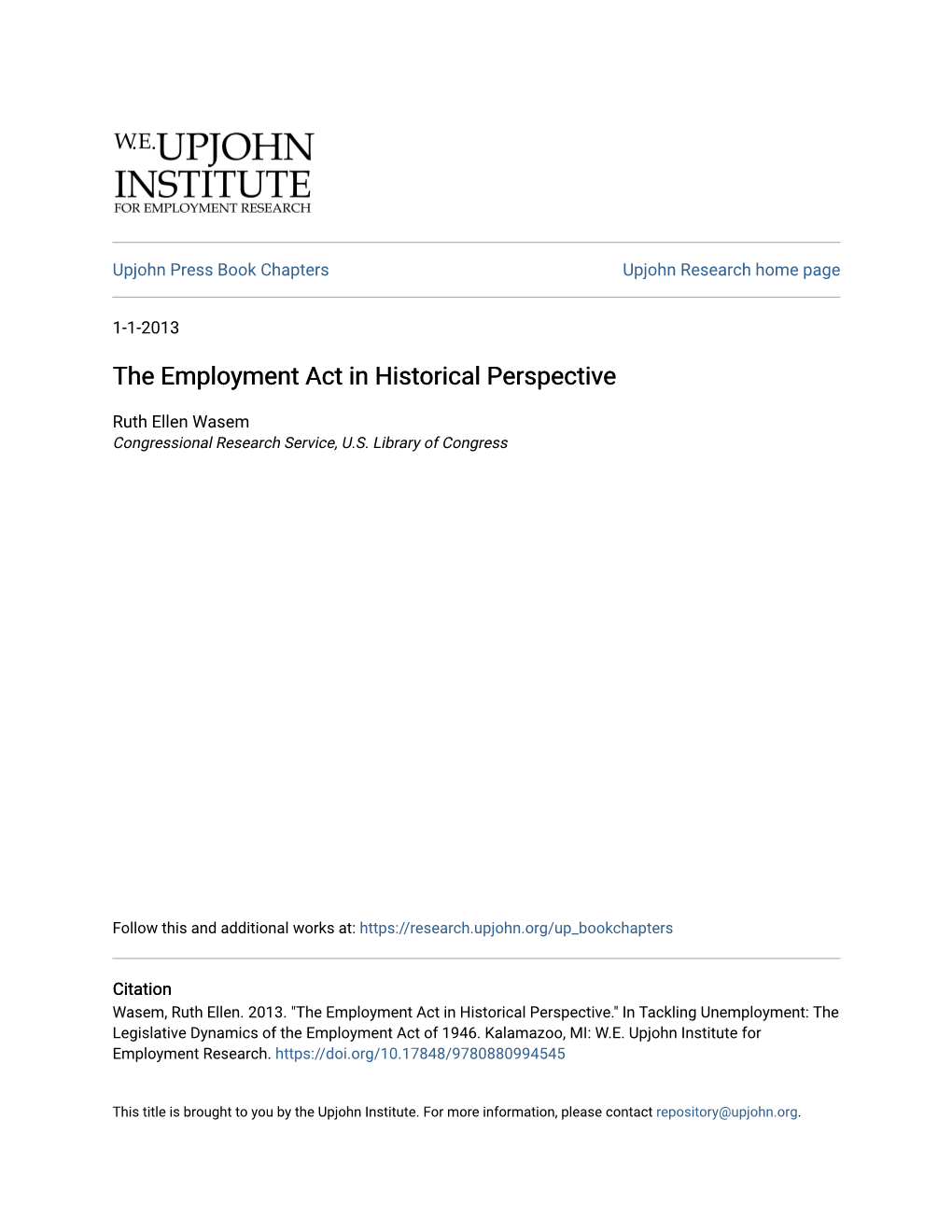 The Employment Act in Historical Perspective