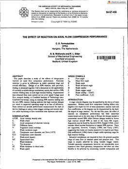 The Effect of Reaction on Axial Flow Compressor Performance