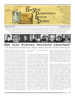 New Oral History Projects Launched!