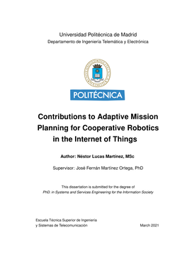 Contributions to Adaptive Mission Planning for Cooperative Robotics in the Internet of Things